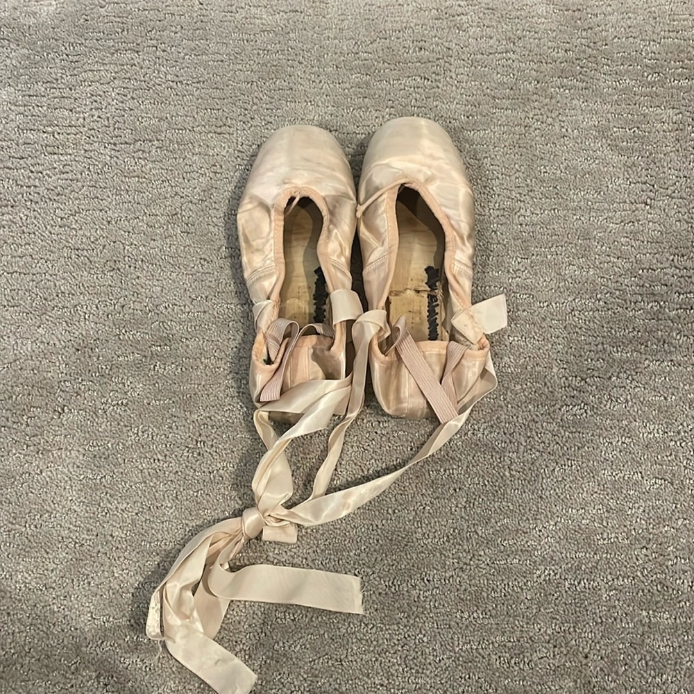 Worn ballet point shoes